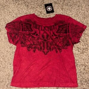 NEW WITH TAGS Woman’s Affliction Red and Black Cross Crop top #Affliction #Tee